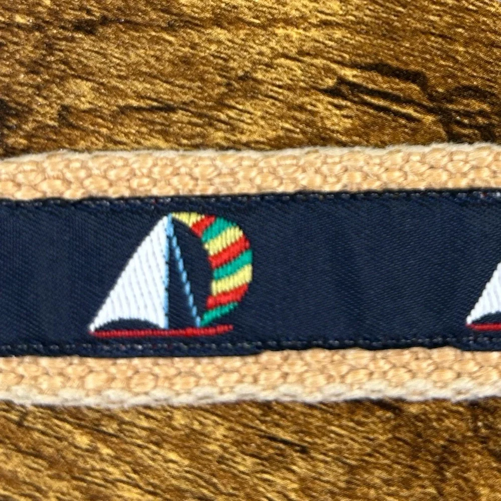 VTG 90s Dooney‎ & Bourke Belt Sailboat Woven Canvas Size 30 Nautical Preppy